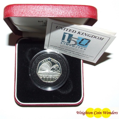 2000 Silver Proof PIEDFORT 50p - 150 Years of Public Libraries - Click Image to Close